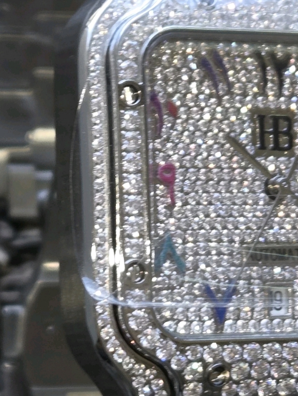Iced Out 16ct MOISSANITE Watch Iced Automatic Movement Hip Hop Arabic Numbers - Picture 13 of 14
